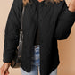 Black Snap Button Quilted Puffer Jacket