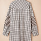 White Stripe Plus Size Plaid Buttoned Raw Hem Tunic Shirt Dress