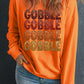 Orange Thanksgiving GOBBLE Print Round Neck Pullover Sweatshirt