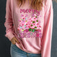 Pink Merry Christmas Graphic Crew Neck Pullover Sweatshirt