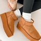 Chestnut Faux Fur Lined Suede Ankle Snow Boots