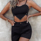 Rhinestone Crop Top & Shorts Set