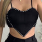 Rhinestone Crop Top & Shorts Set