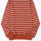 Red Striped Print Ribbed Trim Long Sleeve Top