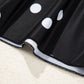 Black Polka Dot/Colorblock Trim V Neck Plus Size Swim Dress