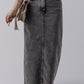 Dark Grey Denim Raw Hem Back Split High Waist Long Skirt