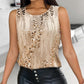 Glitter Sequin Round Neck Sleeveless Blouses Shirts Casual Sparkle Tank Top