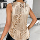 Glitter Sequin Round Neck Sleeveless Blouses Shirts Casual Sparkle Tank Top