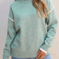 Moonlight Jade Colorblock Contrasting Edge Crewneck Sweater