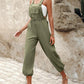 Pocket Design Drawstring Suspender Jumpsuit