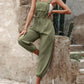 Pocket Design Drawstring Suspender Jumpsuit