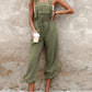 Pocket Design Drawstring Suspender Jumpsuit