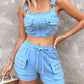 Snap Button Pocket Design Cami Top & Zipper Design Shorts Set