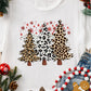 White Leopard Christmas Tree Graphic Crewneck Tee