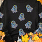 Black Glitter Ghosts Pattern Long Sleeve Halloween Sweatshirt