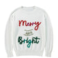 White Tinsel Merry and Bright Graphic Christmas Sweater