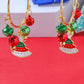 Gold Christmas Tree Bell Plate Alloy Hook Earrings