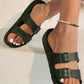 Blackish Green Dual Adjustable Buckle Non-Slip EVA Slippers