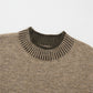 Pale Khaki Contrast Trim Mock Neck Drop Shoulder Sweater