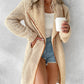 Contrast Binding Lapel Teddy Coat Open Front Longline Winter Outwear Jackets with Pockets