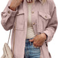 Light Pink Corduroy Flap Pocket Button Up Shacket