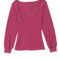 Rose U Neck Textured Long Sleeve Top