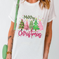 White Merry Christmas Holiday Vibe Graphic Crewneck T Shirt