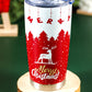 Fiery Red Christmas Tree Elk Print Stainless Steel Tumbler 20 OZ