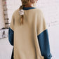 Parchment Color Block Thumbhole Sleeve Drop Shoulder Sweatshirt