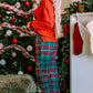 Multicolor ALL IS BRIGHT Graphic Christmas Plaid Pajamas Set