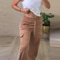 Contrast Binding Ribbed Tank Top & Drawstring Cargo Pants Set