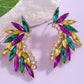 Gold Mardi Gras Rhinestone Crystal Inlay Stud Earrings