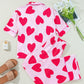 Pink Classic Heart Valentines Short Sleeve Pants Pajamas Set