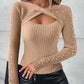 Twisted Hollow Out Beaded Knit Sweater