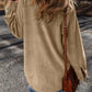 Light French Beige Patched Pocket Button Up Corduroy Shacket