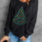 Black Rhinestone Christmas Tree Graphic Pullover Sweatshirt