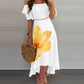 2 Piece Floral Print Contrast Lace Off Shoulder Ruffle Hem Top Dip Hrm Skirt Vacation Skirt Set