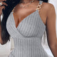 Chain Decor Criss Cross Ribbed Bodycon Dress