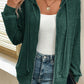 Evergreen Ribbed Zip Up Front Drawstring Hoodie