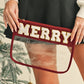 Red MERRY Contrast Trim Clear Makeup Bag