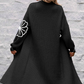 Black Flower Embroidered Drop Shoulder Open Front Duster Cardigan