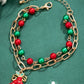 Gold Christmas Pendant Beaded Layered Bracelet Set