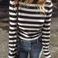 Black Stripe Slim Fit High Neck Knit Sweater