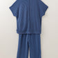 Sail Blue Ribbed V Neck Tee and Pants Plus Size Set