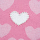 Pink Pearled Heart Print Valentines Crew Neck Sweater