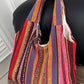 Fiery Red Multiple Ethnic Stripes Print Canvas Tote Bag