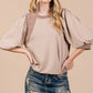 Goat Half Lantern Sleeve Solid Colour Pullover Top