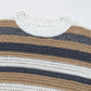 Pink Stripe Color Block Eyelet Knit Short Sleeve Sweater Tee