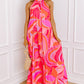 Rose Abstract Printed High Neck Knotted Nape Sleeveless Maxi Dress