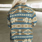 Blue Western Aztec Print Button Flap Pocket Shacket